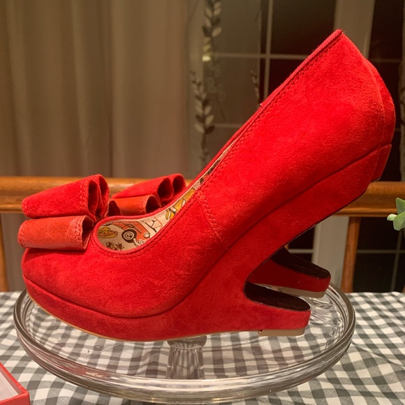 Miss L-Fire Red Savoy Suede Shoes - Picture 3 of 5